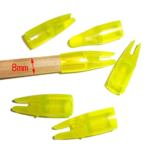 SHARROW 50 Stück Bogenschießen Pfeilnocke Pfeil Nocken Arrow Nocks Kunststoffnocke für 8mm Durchmesser Pfeilschäfte (Transparente Gelb) von SHARROW