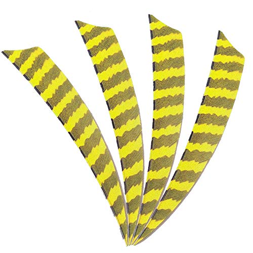 SHARROW 50 Stück Pfeilfedern 5 Zoll Naturfeder Pfeil Feder 4 Zoll Befiederung Truthahnfedern Rechten Flügel Fletching (Gelb, 5") von SHARROW