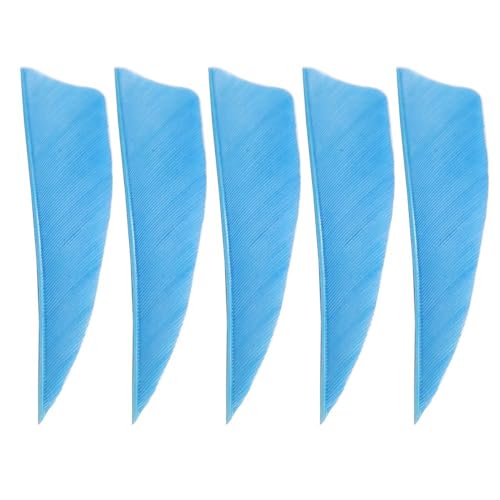 SHARROW 50 pcs Bogenschießen Pfeile Federn 3 Zoll 4 Zoll 5 Zoll Echte Jagdpfeile Befiederung Natürliche Federn für Pfeile Bogenschießen Pfeil Vane für Jagd DIY Pfeile Carbonpfeile (Hellblau, 4 Zoll) von SHARROW