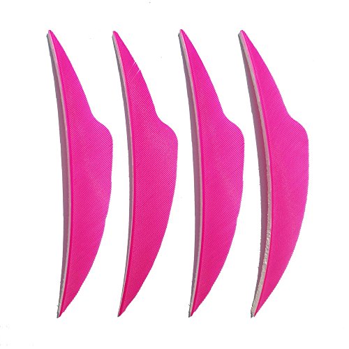 SHARROW 50pcs Bogenschießen Pfeilfedern 4 Zoll Naturfeder Befiederung Bogensport Zubehör (Rosa) von SHARROW