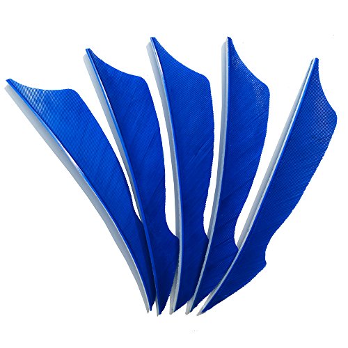 SHARROW 50pcs Bogenschießen Pfeilfedern 4 Zoll Naturfeder Befiederung Bogensport Zubehör (Blau) von SHARROW