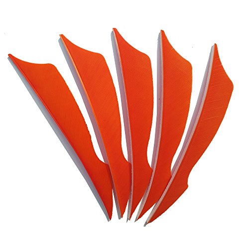 SHARROW 50pcs Bogenschießen Pfeilfedern 4 Zoll Naturfeder Befiederung Bogensport Zubehör (Orange) von SHARROW