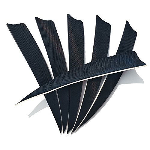 SHARROW 50pcs Pfeil Feder Naturfedern für Pfeile 5 Zoll Pfeilfedern Bogenfedern (Schwarz) von SHARROW