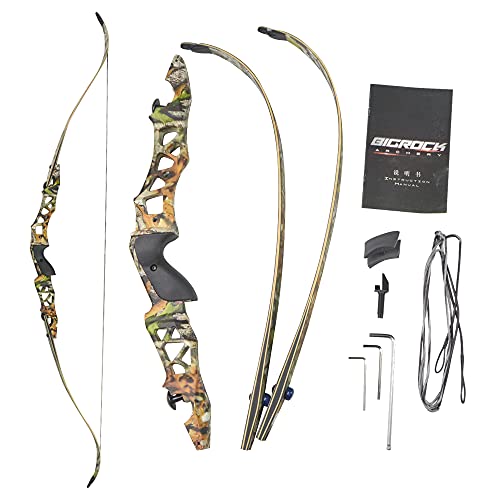 SHARROW 64 Zoll Takedown Recurvebogen Set 30-60 Lbs Zielscheibe BogenschießEn Jagdbogen Pfeil Und Bogen Erwachsene Sportbogen für Jagd Hunting Jugendliche DraußEn Spielzeug (Camo Bogen, 40Lbs) von SHARROW