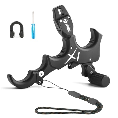 SHARROW Bogenschießen Compound Bogen Release Aids 3 oder 4 Finger Daumen Release Aluminiumlegierung Automatische Freisetzung Trigger Spannhilfen mit Metall D-Loop für die Jagd von SHARROW