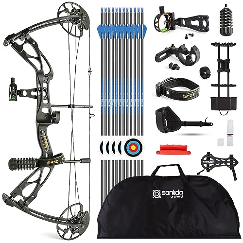 SHARROW Bogenschießen Dragon X8 Compoundbogen Set für Erwachsene und Anfänger, 0-60lbs Einstellbare Jagd Compound Bogen und Pfeile Set IBO 310FPS von SHARROW