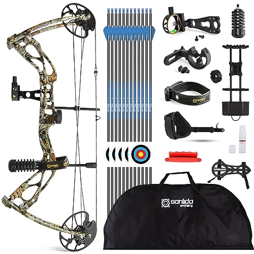 SHARROW Bogenschießen Dragon X8 Compoundbogen Set für Erwachsene und Anfänger, 0-60lbs Einstellbare Jagd Compound Bogen und Pfeile Set IBO 310FPS von SHARROW