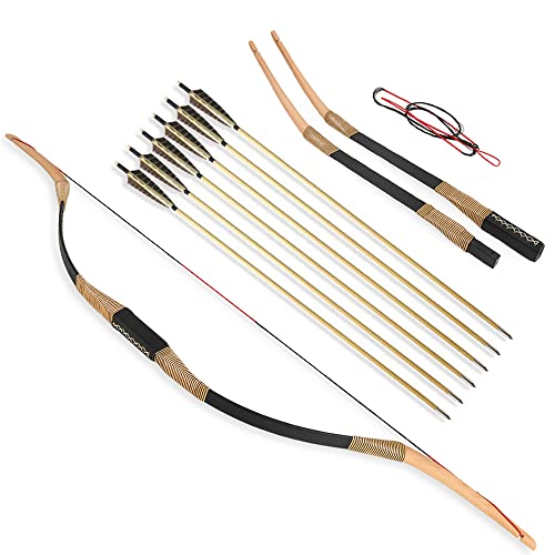 Bogenschießen Takedown Traditioneller Recurve Bogen Mongolischer Bogen Reiterbogen Langbogen Handgemacht Holzbogen 20-40lbs Sportbogen Jagdbogen für Erwachsene (Typ 2, 30lbs) von SHARROW