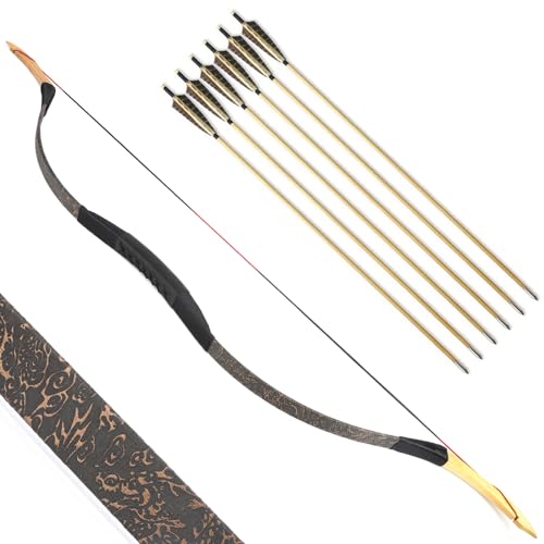 Traditioneller Bogen Recurve Bogen und Pfeile Set Langbogen 20-50lbs Handgemacht Holzbogen Reiterbogen Sportbogen Jagdbogen für Erwachsene und Anfänger (25lbs, Typ 3) von SHARROW