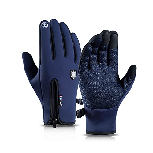 Winter Gloves Men Herren Verdickte Touchscreen Winterhandschuhe Warm Fleece Strickhandschuhe Outdoor Lederhandschuhe Autofahrer Handschuhe Herren Herrenhandschuhe Handschuhue(2-Dark Blue,Xl) von SHE.White