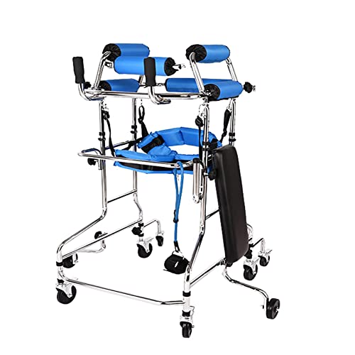 Stehgestell für ältere Menschen mit Sitzen, Standard-Gehhilfen und Gehhilfen, Überschlagsverhinderung, Hilfstrainingsgehhilfe für die unteren Gliedmaßen für Behinderte, Blau, A (Blau A) (Blau B) lofty von SHERAF