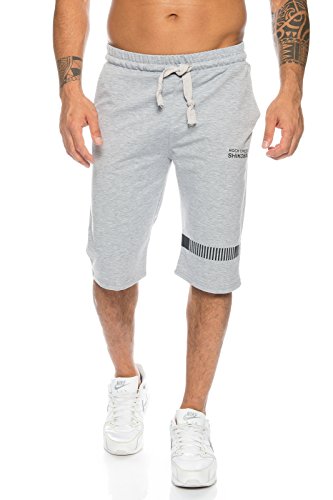 SHIKOBA Herren Fitness Shorts Sportshorts Trainingsshorts Hose kurz SH-07 [ Grau S ] von SHIKOBA