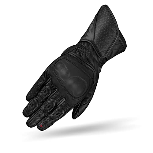 SHIMA ST-3 Motorradhandschuhe Herren - Touchscreen, Sommer, Sport Leder Handschuhe mit Carbon Knöchelprotektor, Handflächen- und Fingerschieber, Verstärkte Handfläche (Schwarz, M) von SHIMA