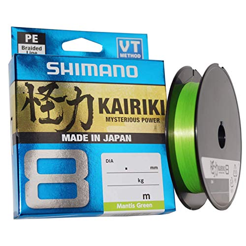 SHIMANO Kairiki 8, 150 Meter, Mantis Grün, 0.350mm/39.5kg, 8fach Geflochtene Angelschnur, 59WPLA58R0A von SHIMANO
