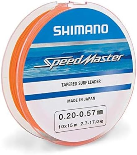 SHIMANO - Speedmaster Tapered Surf Leader 10x15, Orange, Größe 0,26-0,57 mm von SHIMANO