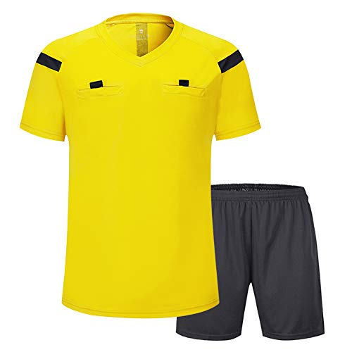 SHINESTONE Herren-Schiedsrichter-Trikot, für Fußball, Kurze Ärmel (Yellow, Small) von SHINESTONE