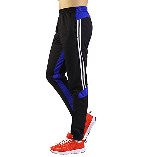 SHINESTONE Herren Sportler-Sweatpants Sporthose Jogger Training Track Fitness Casual Pants mit Reißverschlusstaschen und Knöchel-Reißverschluss für Outdoor und Multi-Sport(6603-Schwarz/Blau, M) von SHINESTONE