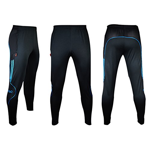SHINESTONE Herren Sportler-Sweatpants Sporthose Jogger Training Track Fitness Casual Pants mit Reißverschlusstaschen und Knöchel-Reißverschluss für Outdoor und Multi-Sport(6604-Schwarz/Blau, L) von SHINESTONE