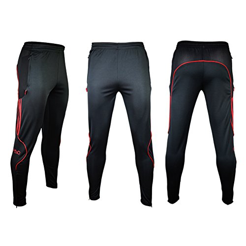 SHINESTONE Herren Sportler-Sweatpants Sporthose Jogger Training Track Fitness Casual Pants mit Reißverschlusstaschen und Knöchel-Reißverschluss für Outdoor und Multi-Sport(6604-Schwarz/Rot, XL) von SHINESTONE
