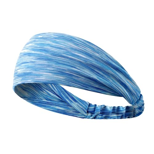 Workout-Stirnband, schweißabsorbierend, Fitness, Sport, elastisches Band, buntes Streifenmuster, atmungsaktiv, Blau von SHINROAD