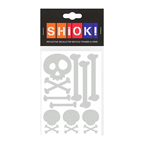 SHIOK! RAHMENAUFKLEBER Skull & Bones, Reflektierende Aufkleber für das Fahrrad (Silber) von SHIOK!
