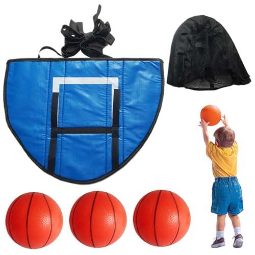 Trampolin -Basketball -Hoop -Ansatz, 19x14in Trampolin Basketball -Hoop für Kinder General Basketball -Hoop für Trampolin mit 3 Bällen und Inflator von SHITOOMFE