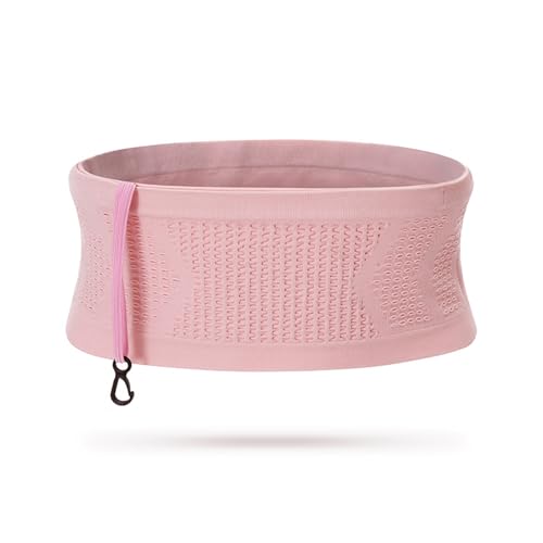 Laufgürtel für Damen, Bauchtasche, gestrickt, atmungsaktiv, verdeckt, Hüfttasche, elastischer Gürtel, Trail-Hüfttasche, Pink L von SHOOYIO