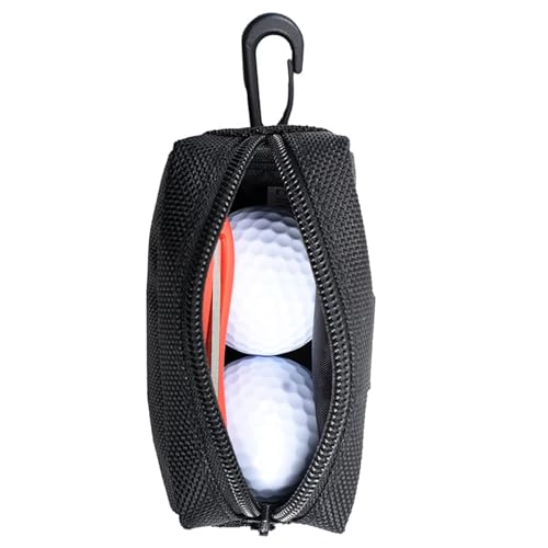 SHOOYIO Kleine Golfballtasche mit Reißverschluss, tragbar, zwei Bälle, Golfball-Aufbewahrungstasche mit Karabiner von SHOOYIO