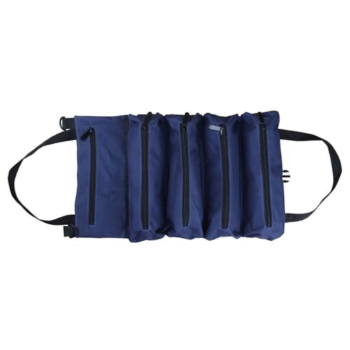 SHOOYIO Werkzeugtasche aus Segeltuch mit 5 Reißverschlusstaschen, wasserdicht und verschleißfest, aufrollbare Tasche für Auto, Motorrad, Elektriker von SHOOYIO