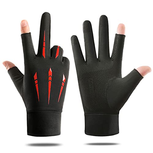 SHOOYIO Zwei-Finger-Strickhandschuhe für Damen, einfarbig, gestrickt, atmungsaktiv, Fäustlinge für Outdoor-Sport, sonnenfeste Handschuhe für Damen, Herren, sonnenfeste Handschuhe 2 von SHOOYIO