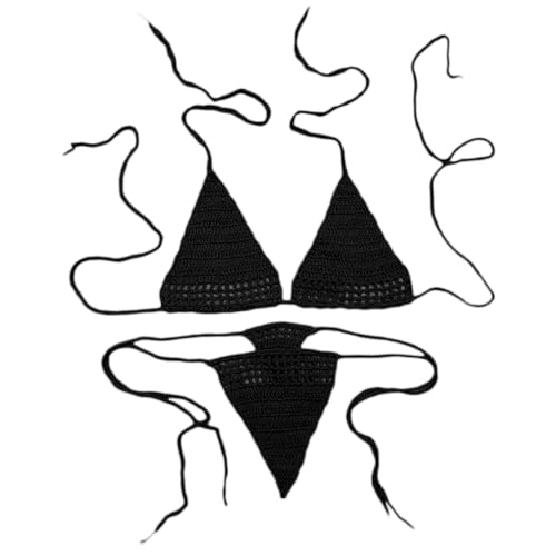 SHOOYIO Zweiteiliges Tanga Badeanzug Set Für Damen Mit Ausschnitt Push Up Bikinis Schnür Badebekleidung Badeanzüge Strandmode Gestrickte Badebekleidung Sets Bikinis Mit Ausschnitt Geschnittene von SHOOYIO