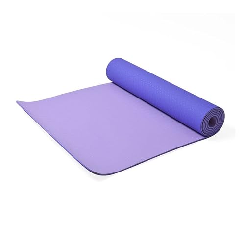 SHOP LC Rutschfeste Yogamatte, TPE Trainingsmatte für Fitness, Pilates & Gymnastik, leichte Reisematte für zu Hause oder draußen mit Trageriemen, Dicke 6 mm Größe 183x61x0 6 cm Violett von SHOP LC
