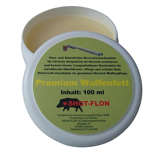 SHOT-FLON Premium Waffenfett 100ml Harz und säurefrei Rostschutz Vaseline und Bienenwachs von SHOT-FLON
