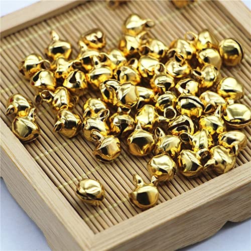 SHTGOI 100 Stück Kleine Glocken 12mm EIN-Wort-Eisenglocken Gold Metallglocken Glöckchen mit ösen Bastelglocken Schlittenglocken Glocke für DIY Basteln Weihnachtsbaum Deko Kranz Zubehör von SHTGOI