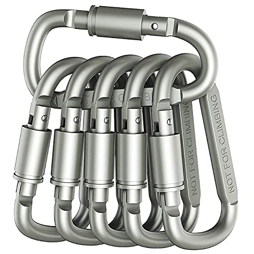 SHULLIN 6 Stück Normalkarabiner 8cm Karabiner mit gefederter Verschluss Schlüsselanhänger D Form Karabiner Set aus Premium Aluminiumlegierung für Camping, Angeln, Wandern Oder Reisen von SHULLIN