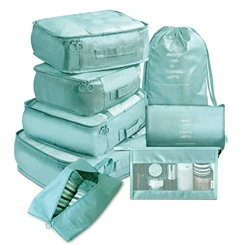 8-teiliges Packwürfel Für Koffer, Reise-Aufbewahrungsset, Reise-Aufbewahrungstasche, Achtteiliges Set, Reisekleidung, Klassifizierung, Aufbewahrungstasche (Blue 2) von SHUOJIA
