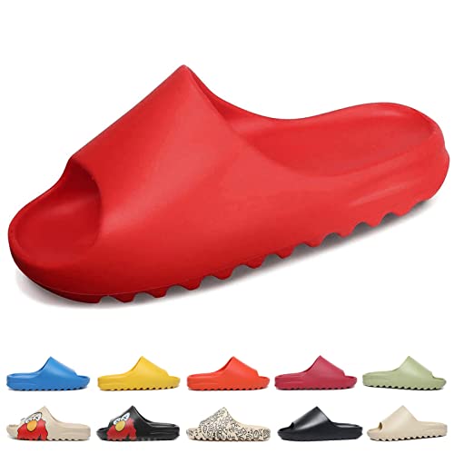 SHUOJIA Cozy Slides, Pantoffeln Herren Damen Badelatschen Strand Sandale rutschfeste Hausschuhe Home Slippers Sommer Pantoletten (Red,8UK) von SHUOJIA