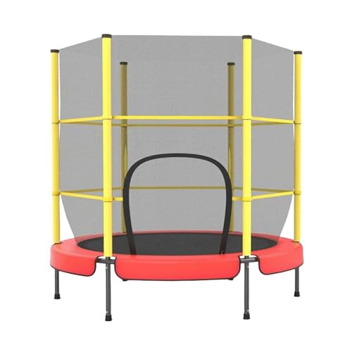 55-Zoll-Trampolin mit Armlehnen for Sprungübungen, Trampolin mit Sicherheitsnetz, Fitnessgeräte for Innen- und Außenübungen (Color : Yellow) von SHUQICAINA