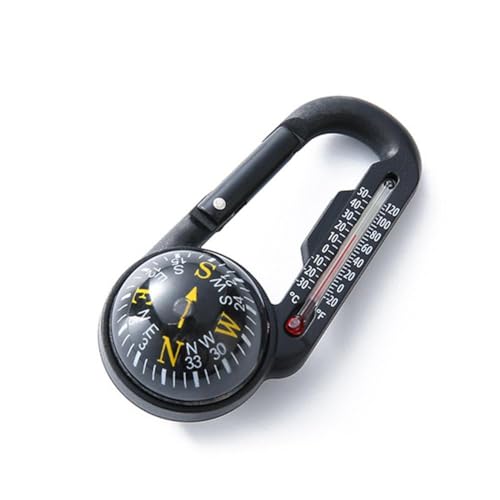 Kleiner Schlüsselanhänger-Kompass, multifunktionaler Kompass, Karabiner, Mini-Kompass, Schlüsselanhänger, Thermometer, Hikin von SHYKNYU
