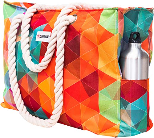 Strandtasche XL,100% wasserdicht (IP64),L22xH15xW6,Seilgriffe,Reißverschluss oben,Außentaschen,Strandtasche inklusive wasserdichter Handyhülle,integrierter Schlüsselhalter,Flaschenöffner von SHYLERO