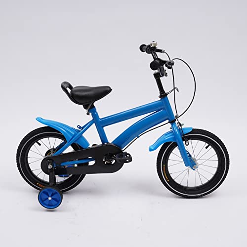 SHZICMY Kinderfahrrad 14 Zoll MäDchen/Jungen, Fahrradtasche Mountainbike Kinder, Mountainbikes für Kinder von 3-6 Jahren, mit Abnehmbare Stützräder Laufräder (blau) von SHZICMY