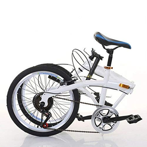 SHZICMY 20" Klappbares Bike Carbonstahl Faltrad Kleines Unisex Faltrad 7-Gang Variable Geschwindigkeit, Vordere V Bremse Und Hintere Bremse, Erwachsene Tragbares Fahrrad Stadtfahrrad (Weiß) von SHZICMY