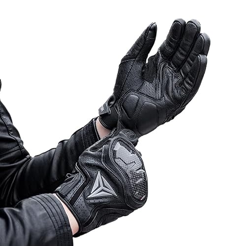 Moped Handschuhe Atmungsaktive Motorrad-Handschuhe, Reiten, Kohlefaser-Leder, Herren, Motorrad, Winddicht, wasserdicht, Touchscreen-Ausrüstung Motorradhandschuhe Damen (Color : White, Size : L) von SHuuL