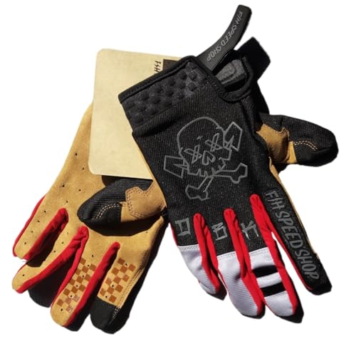 Moped Handschuhe Touchscreen-Geschwindigkeitsstil, Twitch-Motocross-Handschuh, Fahrradhandschuhe, MX-MTB, Off-Road-Rennsport, Fahrradhandschuh Motorradhandschuhe Damen (Color : Red, Size : L) von SHuuL