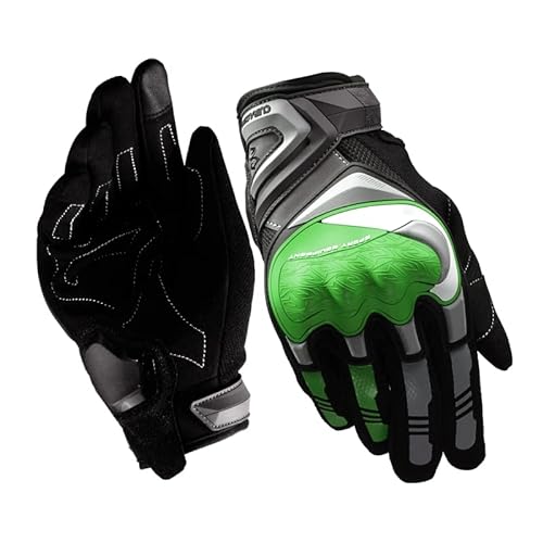 Moped Handschuhe Touchscreen Nachtreflektierende Motorrad Vollfingerhandschuhe Schutz Racing Biker Reiten Motorrad Moto Motocross Motorradhandschuhe Damen (Color : Green, Size : M) von SHuuL