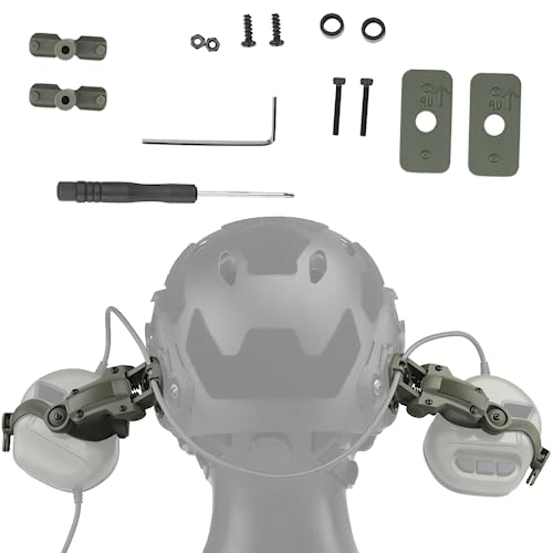Airsoft Paintball Taktische Helmschienenhalterung Headset Ohrenschützer Adapterhalterung, 360° drehbare Seitenfederung Unterstützung für Ops Core ARC & M-LOK Führung (grün) von SIANKO