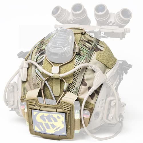 SIANKO Taktische Helmabdeckung für Airsoft Jagd, Schießen, mit hinterer Batterietasche, gewichtsausbalancierte Tasche, Helm-Schutzhülle, Camouflage-Tuch (Braun) von SIANKO