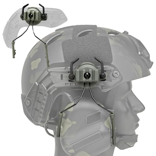 Taktische Helmhalterung, Headset, Ohrenschützer, Halterung, Adapter, für Ops Core Arc/M-Lok Schiene, 360° drehbare seitliche Aufhängung, Kopfhörerzubehör (grün) von SIANKO