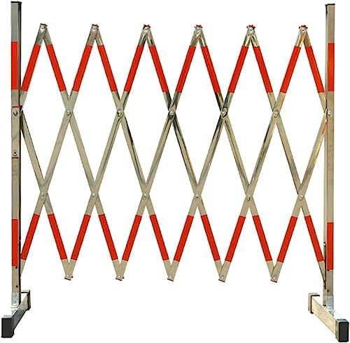 Einziehbare Barrikade aus Edelstahl, industrielle tragbare Metallbarrikade mit Rollen, einziehbare temporäre Verkehrszaun-Kettenbarrieren (Farbe: Silber, Größe: 4 m) von SIBEG