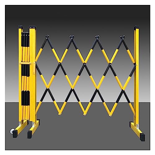 Einziehbare Verkehrsbarrikade, zusammenklappbarer Zaun für die Auffahrt auf der Baustelle, erweiterbares Scherentor für den Verkehr am Fabrikarbeitsplatz, 1,2 m hoch (Farbe: Gelb, Größe: 1,2 x 2,5 m) von SIBEG